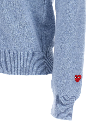 Shop Comme Des Garçons Play Small Heart Cardigan In Light Blue