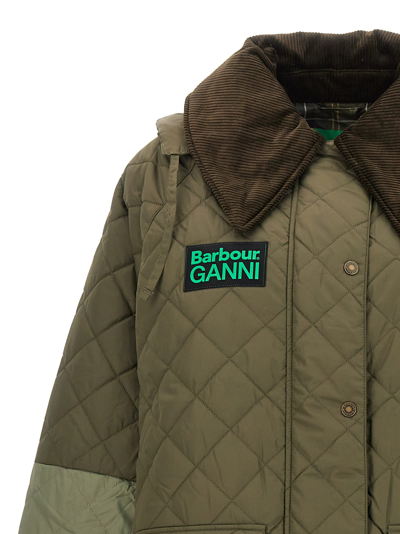 Shop Barbour Quilted Burghley Long Down Jacket In Green