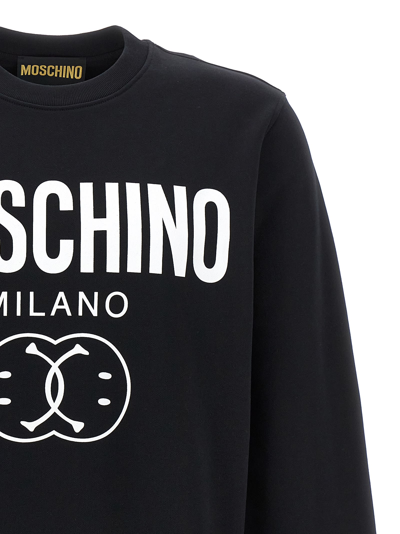 Shop Moschino Double Smile Sweatshirt In White/black