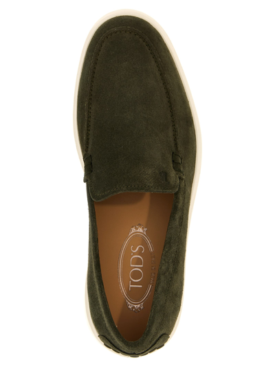 Shop Tod's Pantofola Loafers In Green