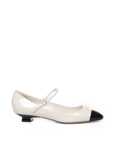 Shop Miu Miu Patent Leather Mary Jane Shoes In White, Black