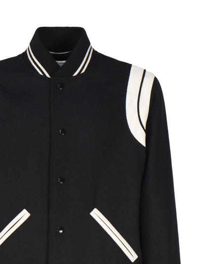 Shop Saint Laurent Teddy Jacket In Noir Blanc
