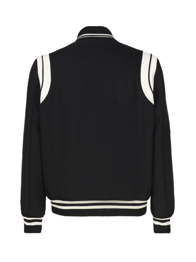 Shop Saint Laurent Teddy Jacket In Noir Blanc
