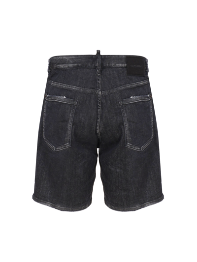 Shop Dsquared2 Shorts Marine In Denim Di Cotone In Black