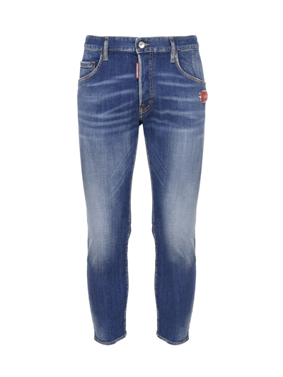 Dsquared2 Five Pockets Jeans In Cotton Denim In Navy Blue