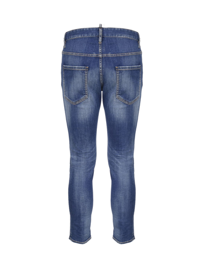 Shop Dsquared2 Five Pockets Jeans In Cotton Denim In Navy Blue