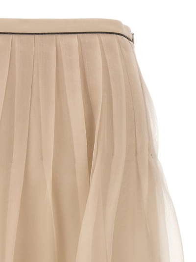 Shop Brunello Cucinelli Tulle Skirt In Beige