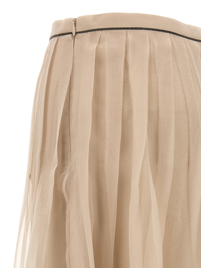 Shop Brunello Cucinelli Tulle Skirt In Beige