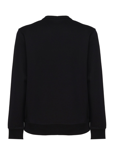 Shop Burberry Cotton Sweatshirt With Contrasting Color Logo In Black
