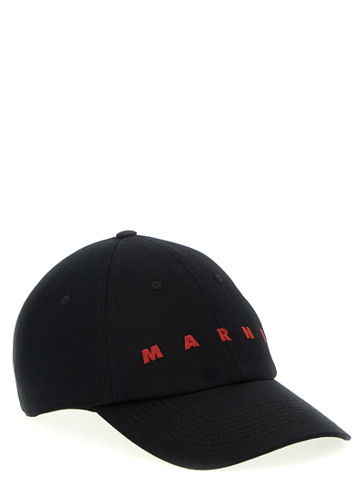 Shop Marni Logo Embroidery Cap In Black