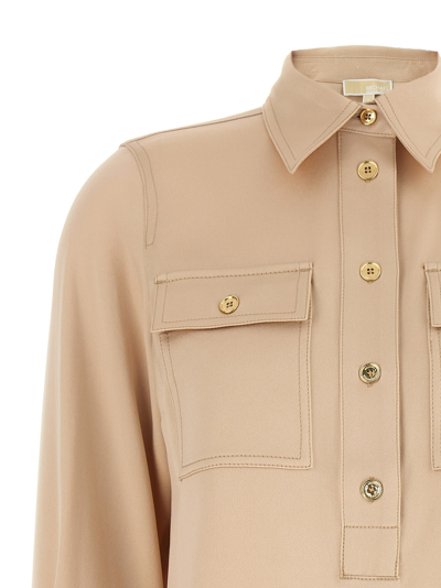 Michael Kors Blouse With Rear Yoke And Buttoned Angle Cuffs In Beige
