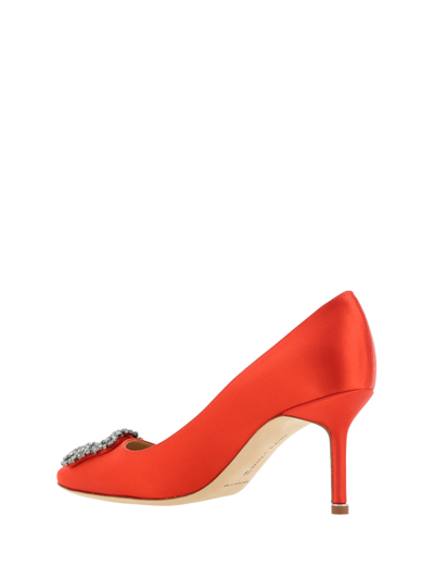 Manolo Blahnik Hangisi 90 Crystal Embellished Satin Pumps In Red