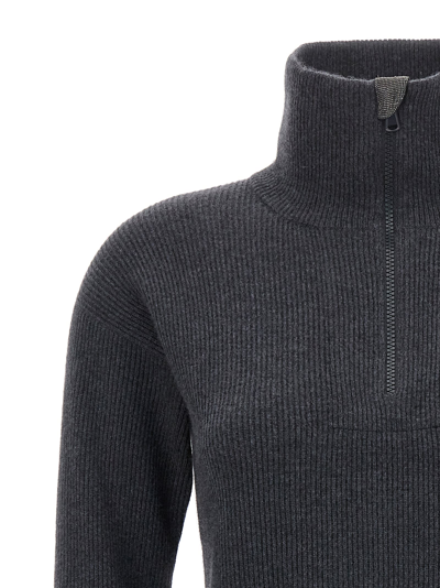 Shop Brunello Cucinelli Monile Half Zip Sweater In Gray