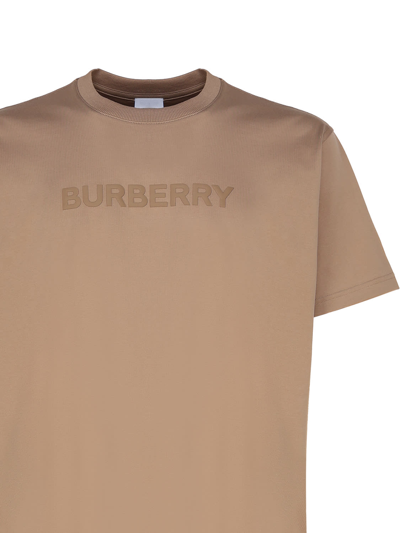 Shop Burberry T-shirt With Logo Print In Camel