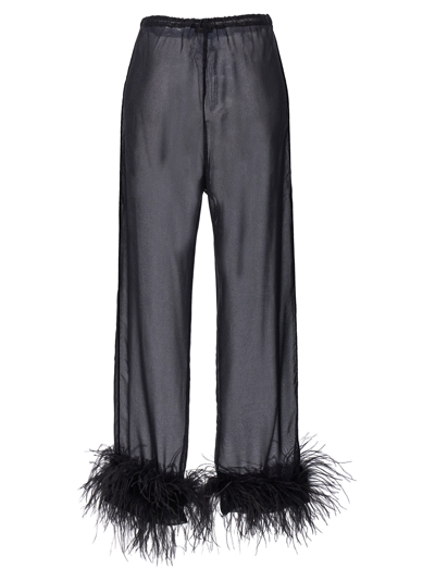 Shop Oseree Plumage Trousers In Black