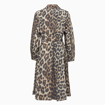 Shop Ganni Crispy Trench Coat In Leopard