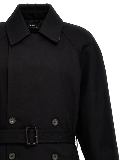Shop Apc Lou Trench Coat In Black