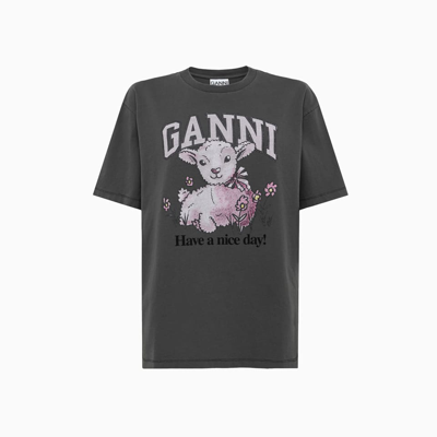 Shop Ganni Future Lamb T-shirt In Volcanic Ash