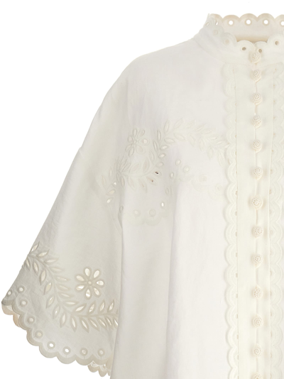 Shop Zimmermann Junie Embroidered Shirt In White