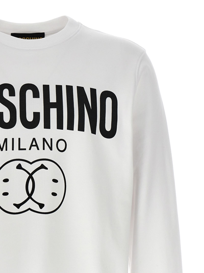 Shop Moschino Double Smile Sweatshirt In White/black
