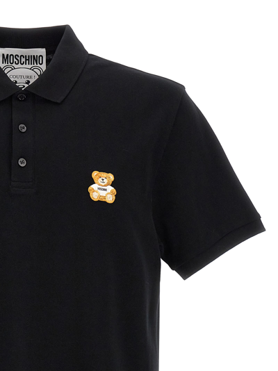 Shop Moschino Teddy Polo Shirt In Black