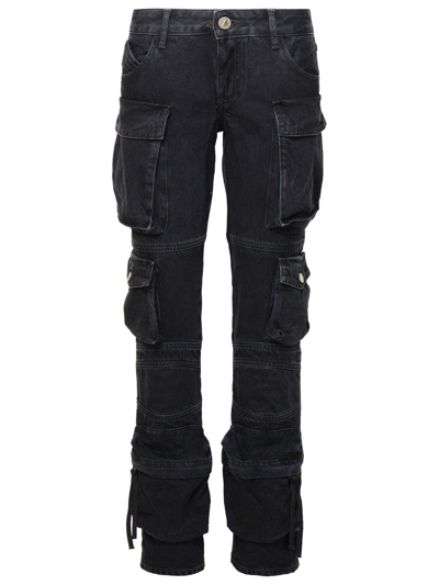 Shop Attico Essie Straight-leg Cargo Jeans In Nero