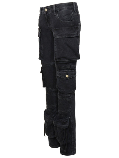 Shop Attico Essie Straight-leg Cargo Jeans In Nero