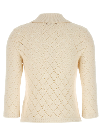 Shop Zimmermann Matchmaker Pointelle Polo Top Sweater In White