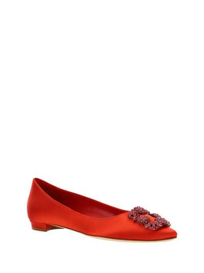 Shop Manolo Blahnik Hangisi Ballerinas In Bred