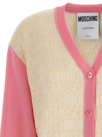 Shop Moschino Logo Cardigan In Multicolor