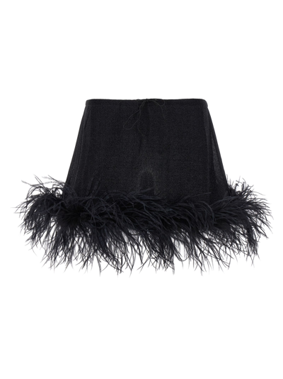 Shop Oseree Lumiere Plumage Skirt In Black