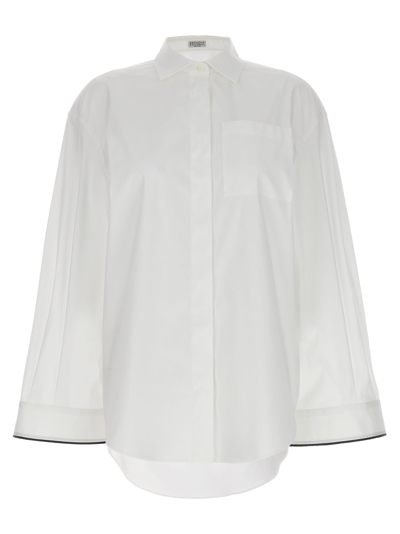 Shop Brunello Cucinelli Monile Poplin Shirt In White