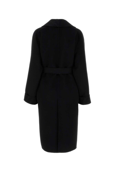 Shop Fendi Robe-style Midi Coat In Black