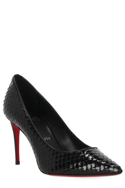 Shop Christian Louboutin Embossed Pointed-toe Pumps In Black