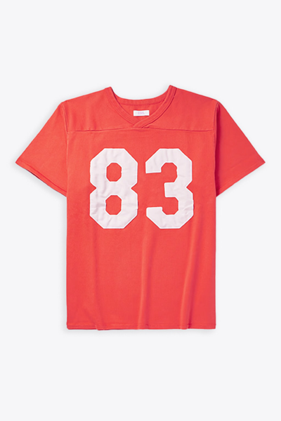 Shop Erl Unisex Football Shirt Knit Coral Red Cotton Football T-shirt - Unisex Football Shirt Knit In Rosso