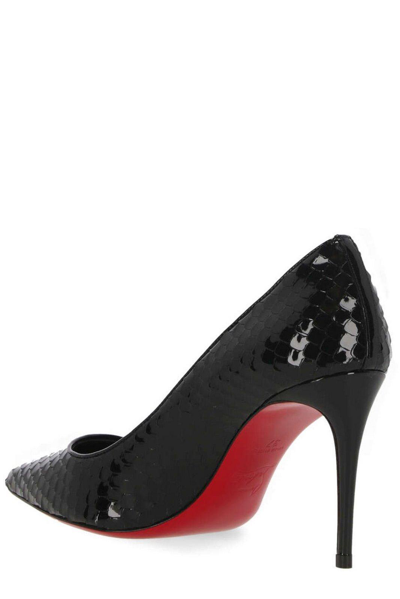 Shop Christian Louboutin Embossed Pointed-toe Pumps In Black