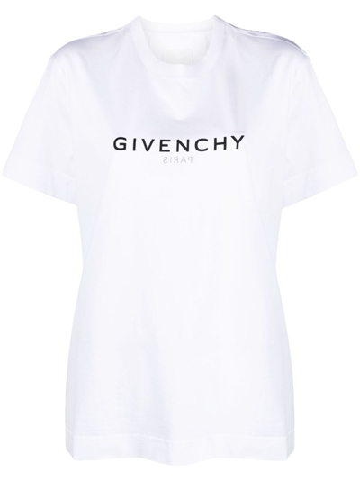 Shop Givenchy Black Reverse-print Cotton T-shirt In White