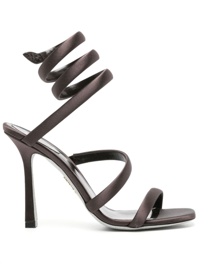 Shop René Caovilla Bulgari 105mm Satin Sandals - Women's - Calf Leather/satin In Brown