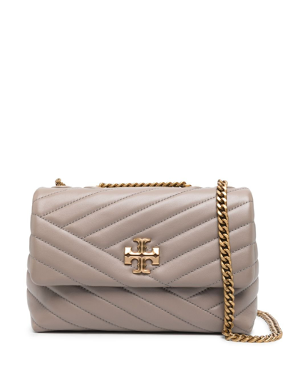 Shop Tory Burch Grey Small Kira Quilted Shoulder Bag
