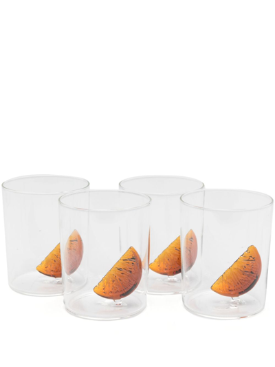 Maison Balzac Slice-detail Glass (set Of Four) In Neutrals