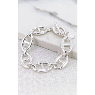 Shop Envy Jewellery Silver Chunky Oval Link Bracelet In Metallic