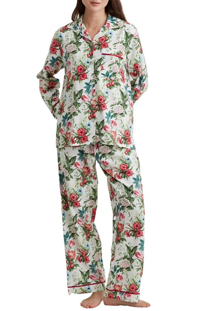 Shop Papinelle Clara Floral Pajamas In Winter White
