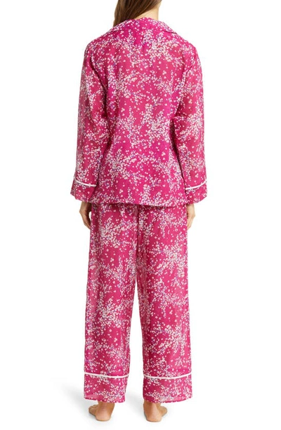 Shop Papinelle Cheri Blossom Cotton & Silk Pajamas In Dark Raspberry