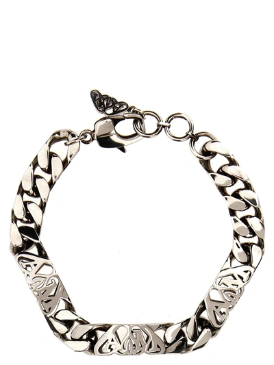 Shop Alexander Mcqueen 'logo Seal' Bracelet In Silver