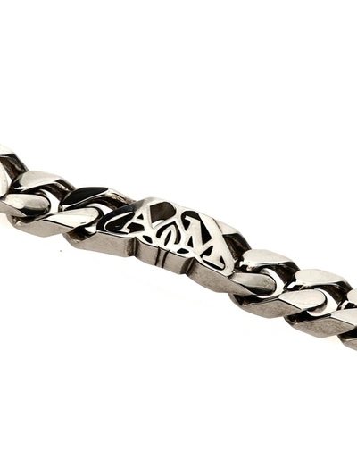 Shop Alexander Mcqueen 'logo Seal' Bracelet In Silver