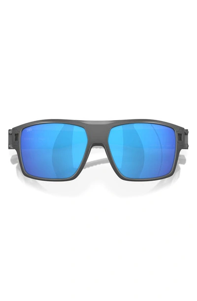 Costa Del Mar Diego 62mm Mirrored Polarized Oversize Rectangular Sunglasses In Matte Gray