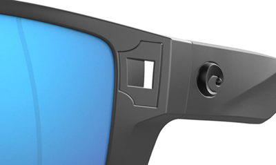 Costa Del Mar Diego 62mm Mirrored Polarized Oversize Rectangular Sunglasses In Matte Gray