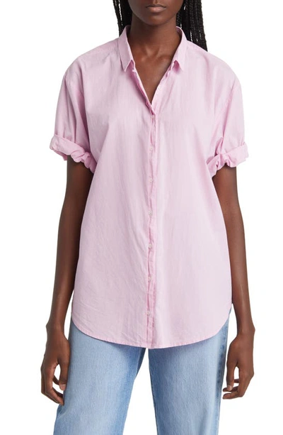 Shop Xirena Channing Short Sleeve Cotton Shirt In Cherry Blossom