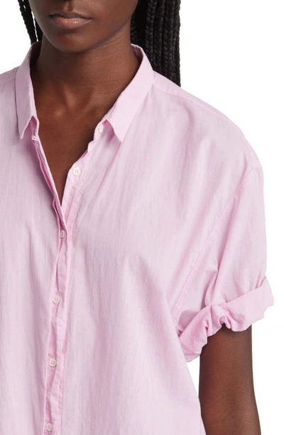Shop Xirena Xírena Channing Short Sleeve Cotton Shirt In Cherry Blossom