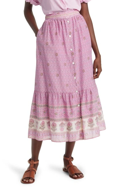Shop Xirena Xírena Taryn Cotton & Silk Midi Skirt In Pink Posey